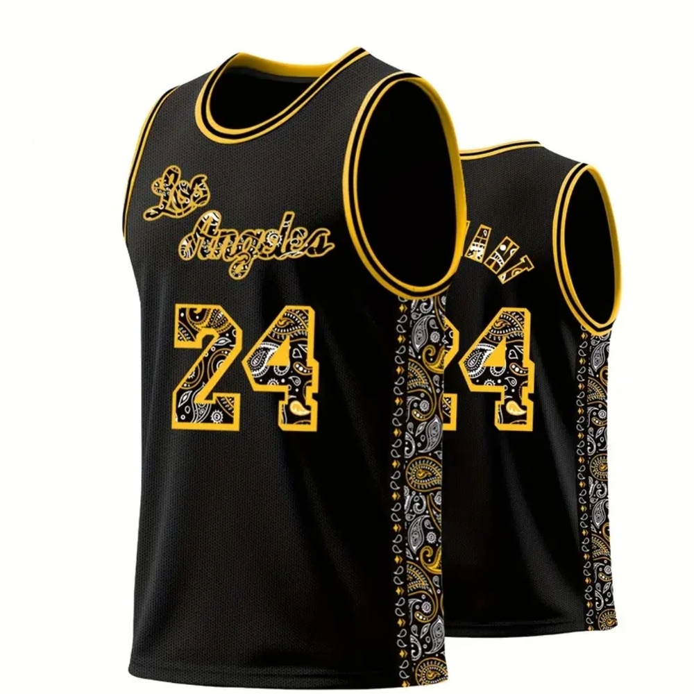 Beautiful Designer Style Kobe Black and Yellow Basketball Jersey